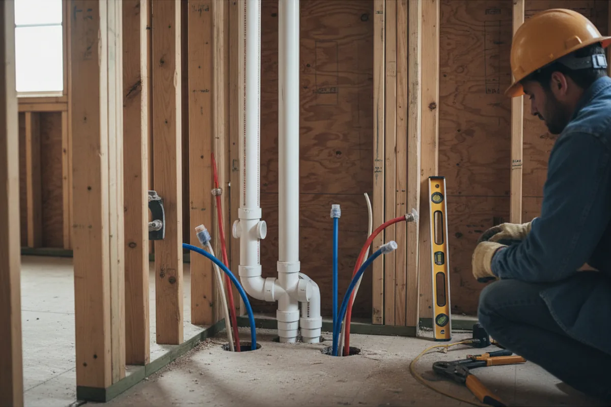 Drain and supply rough-in during Leak Detection in Mount Pulaski