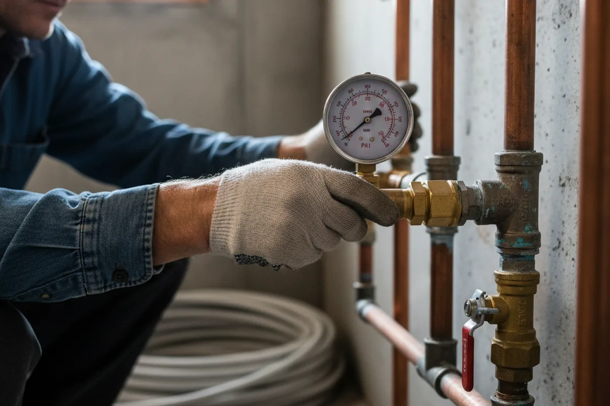 Pressure testing a repaired line during Water Line Repair in Mount Pulaski